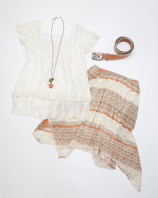 Patterned Asymmetrical Skirt