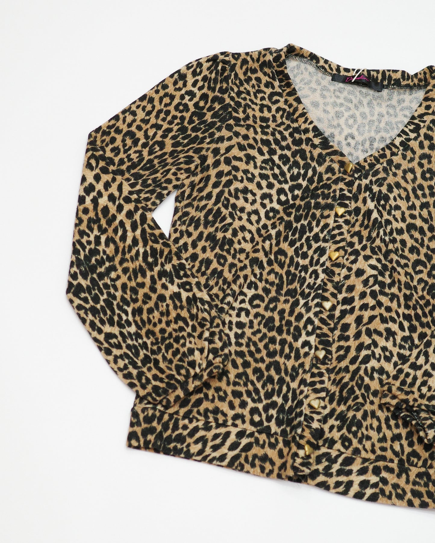 Leopard Print Outer w/ Heart Buttons