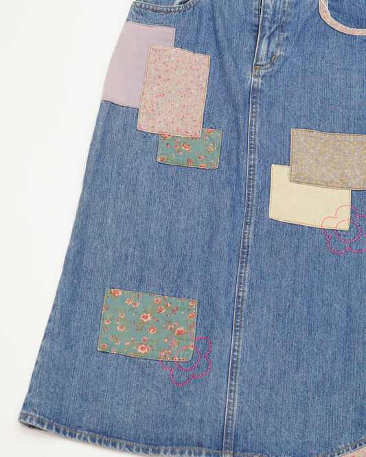 Patchwork Denim Skirt