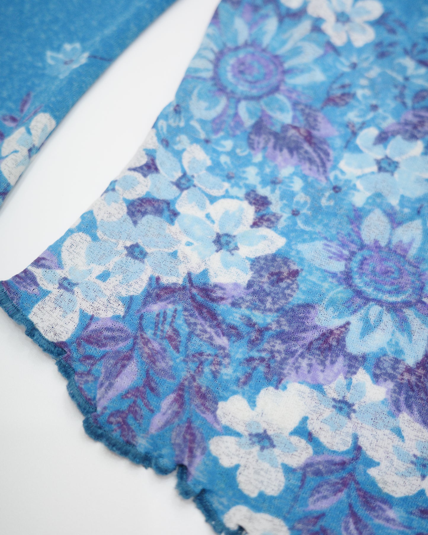 Blue Floral Lettuce-Edge Top