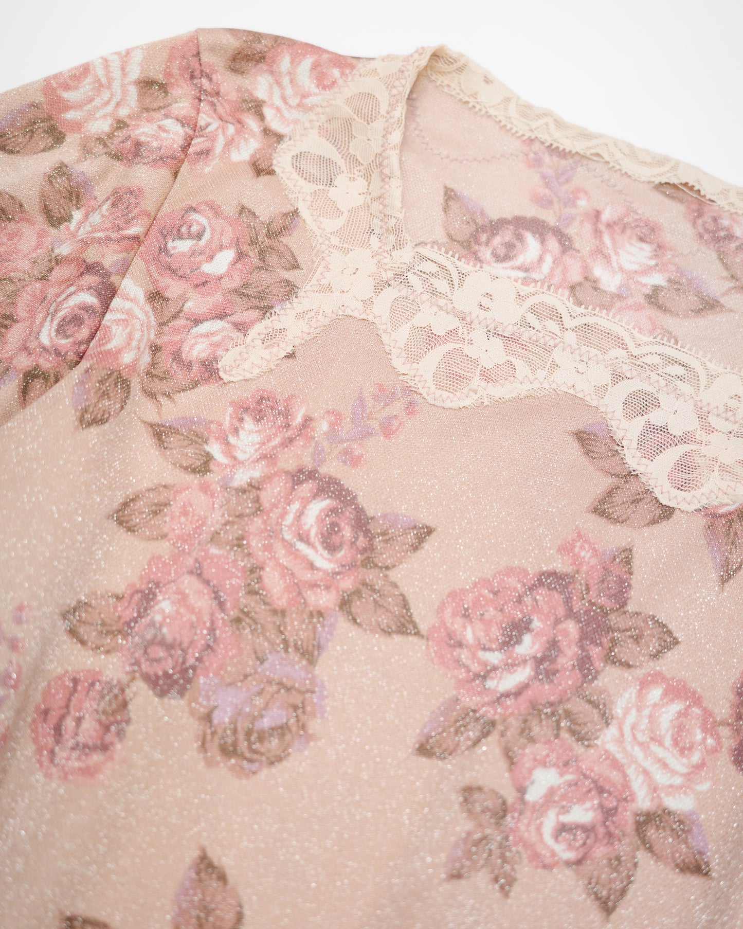 Dusty Rose Lace Trim Top