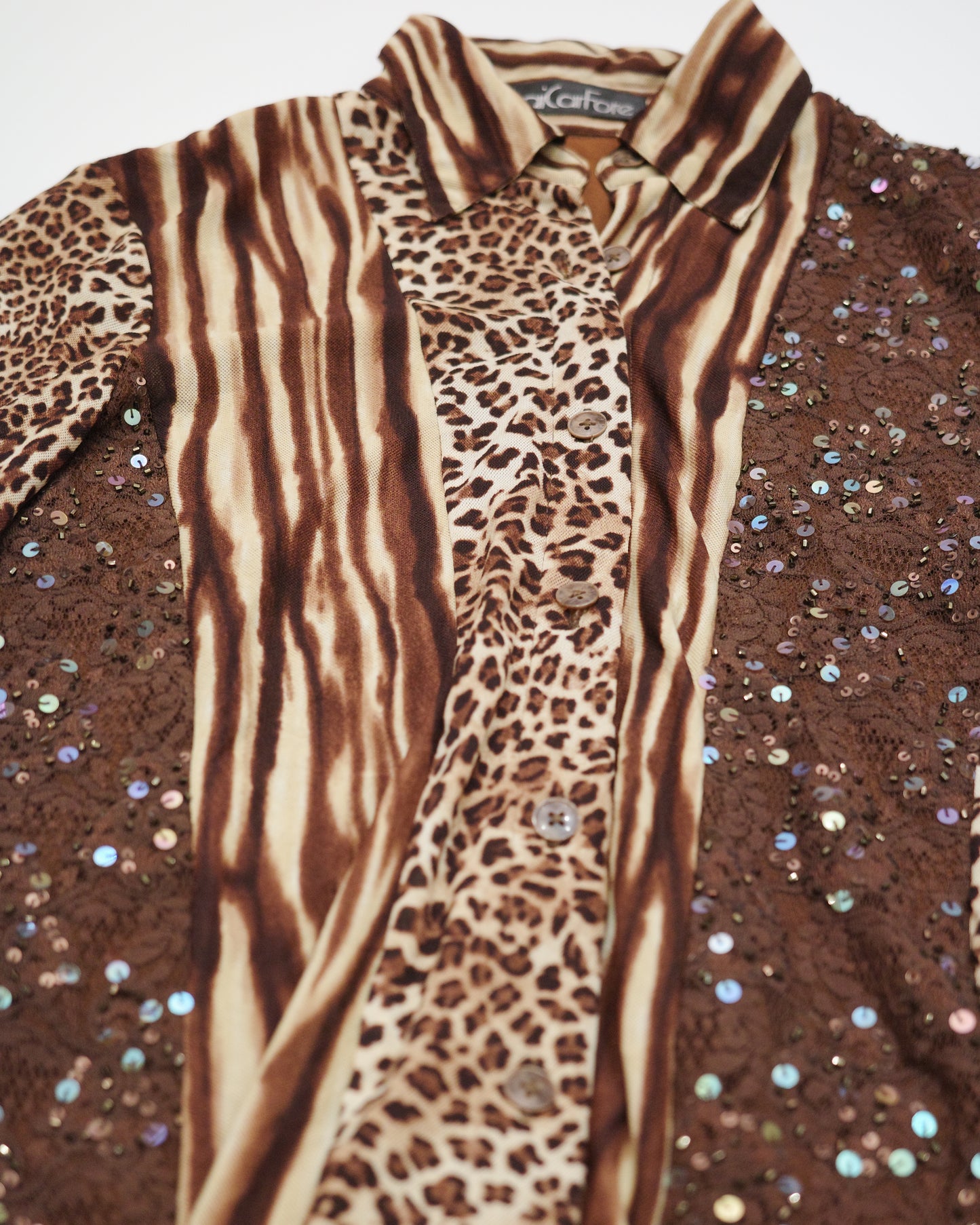 Mixed Animal Print Button-Up