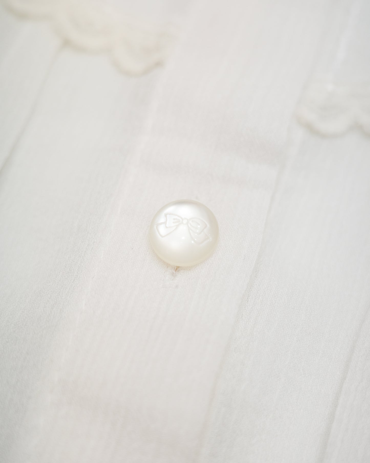 White Lace Shirt w/ Ribbon Buttons