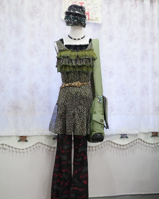 Dark Green Leopard Lace Dress
