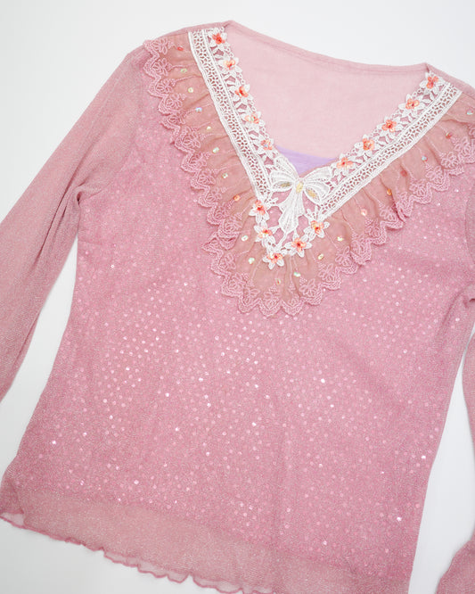 Romanticism Sparkly Pimk Top