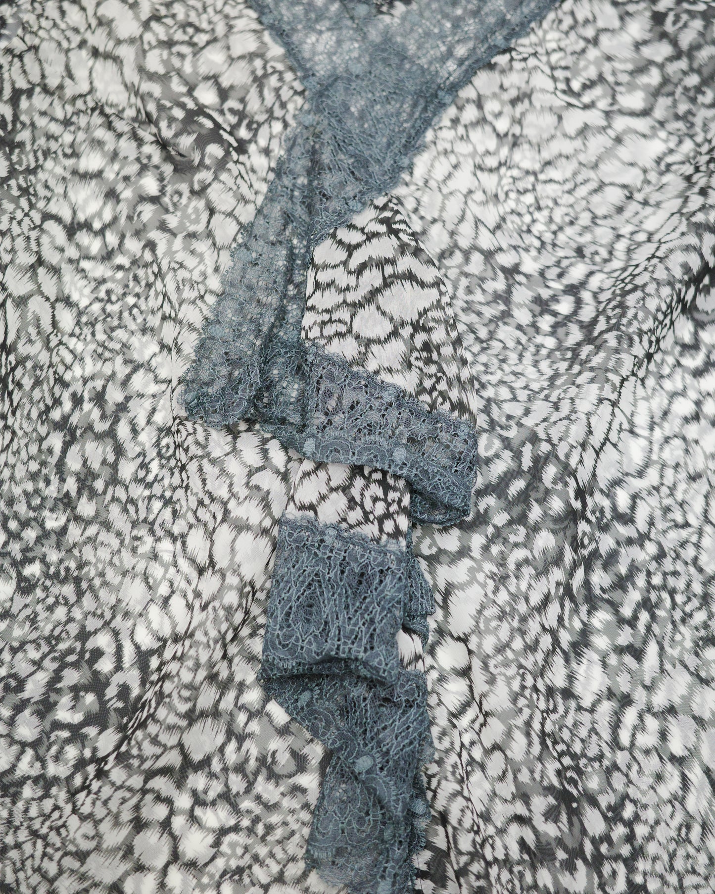 Sheer Patterned Lace Trim Top