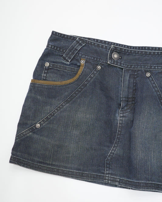 Black Denim Mini Skirt