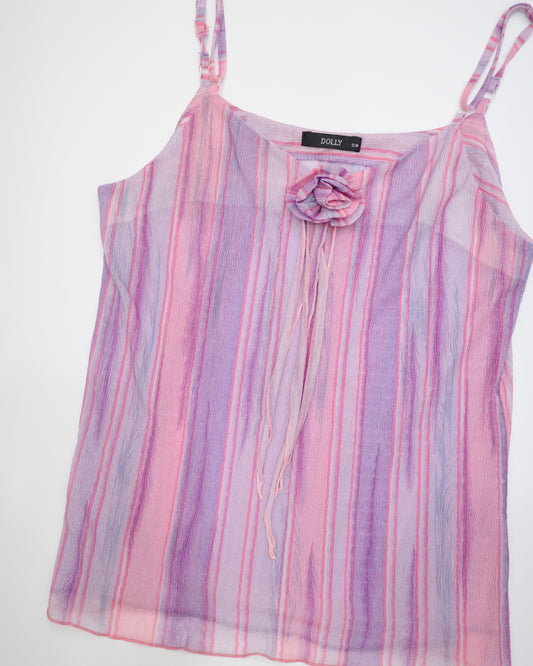 Purple Striped Cami with Rosette