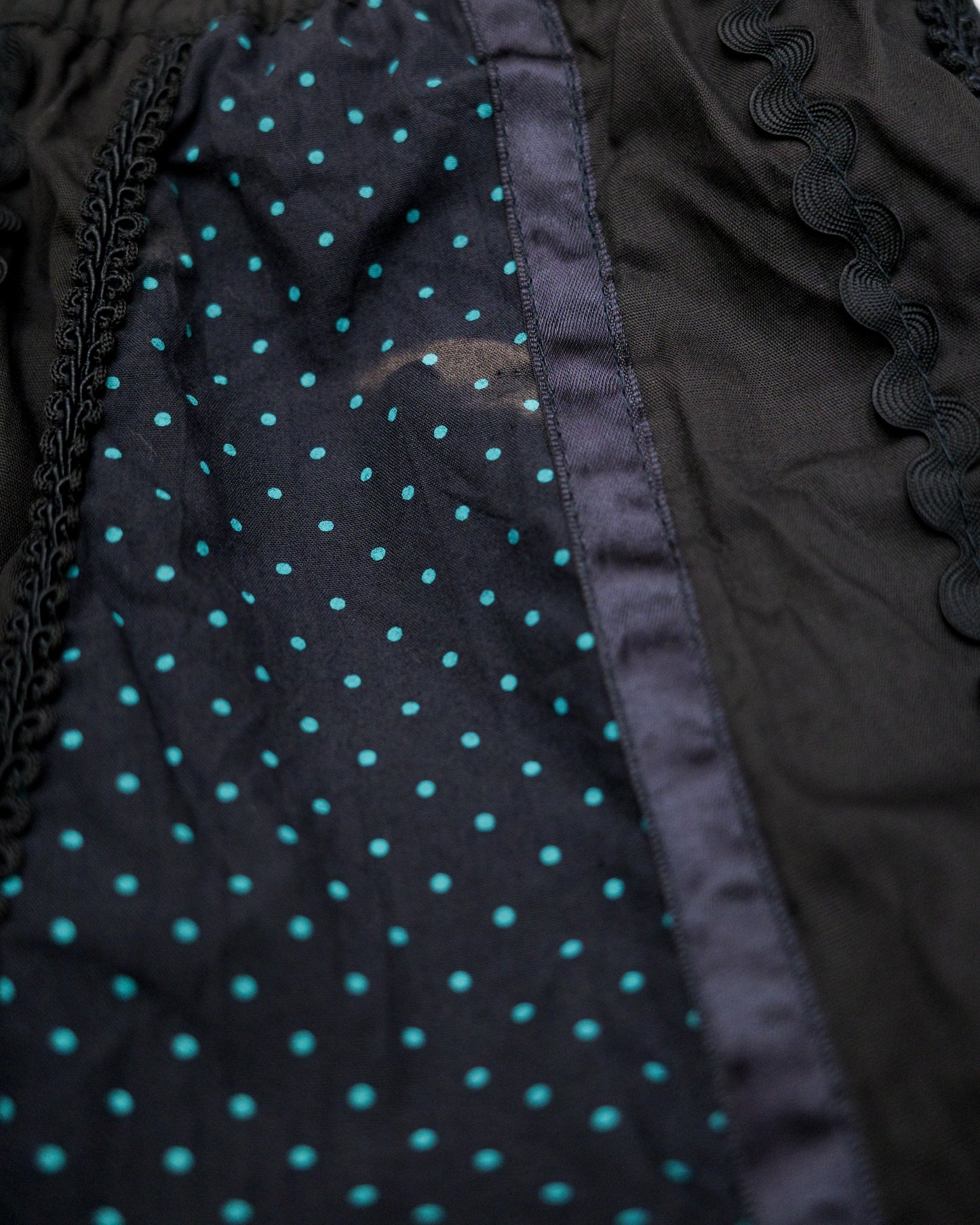 Black Pin-Tuck Mint Polka Dot Skirt
