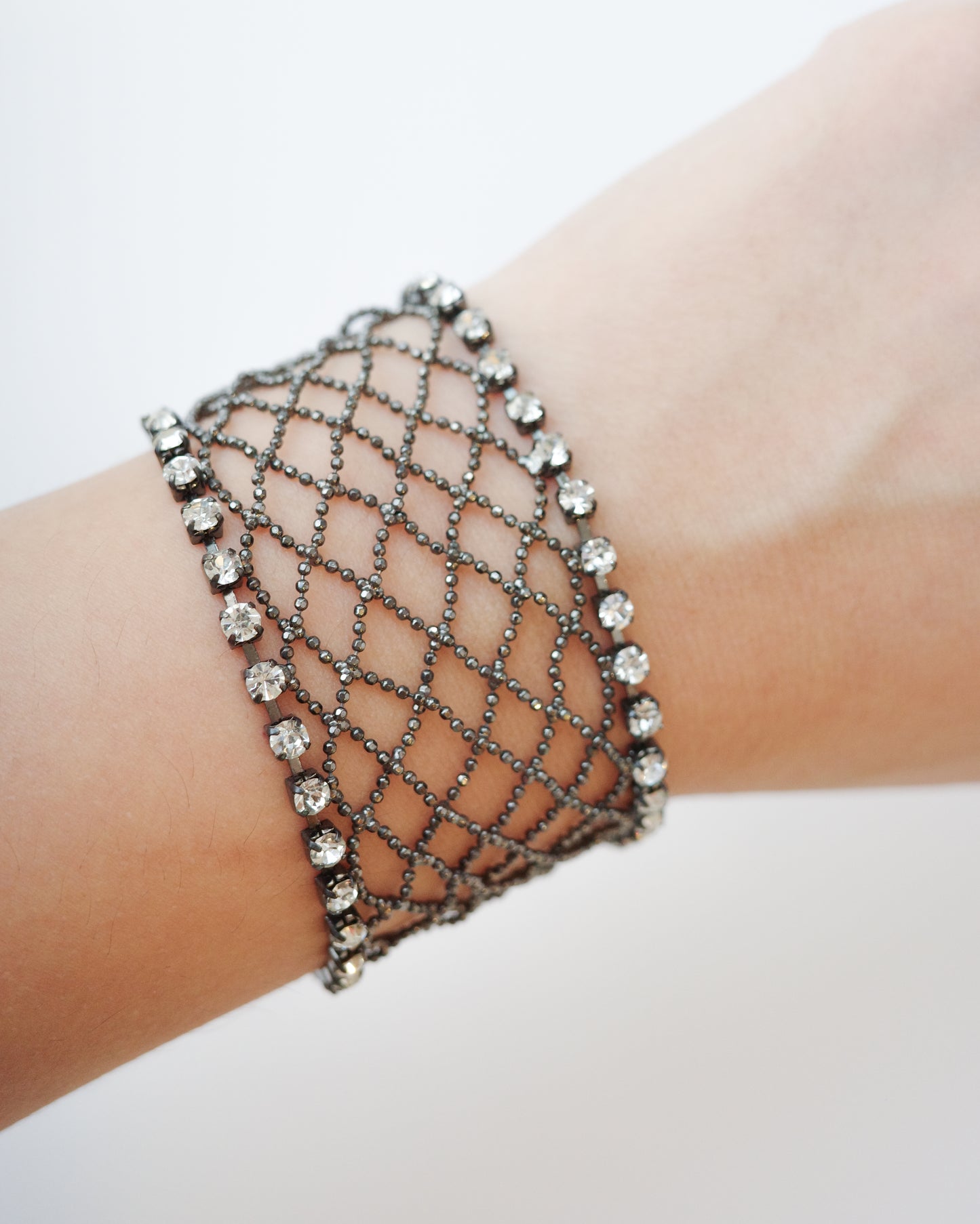 Rhinestone Lattice Mesh Bracelet