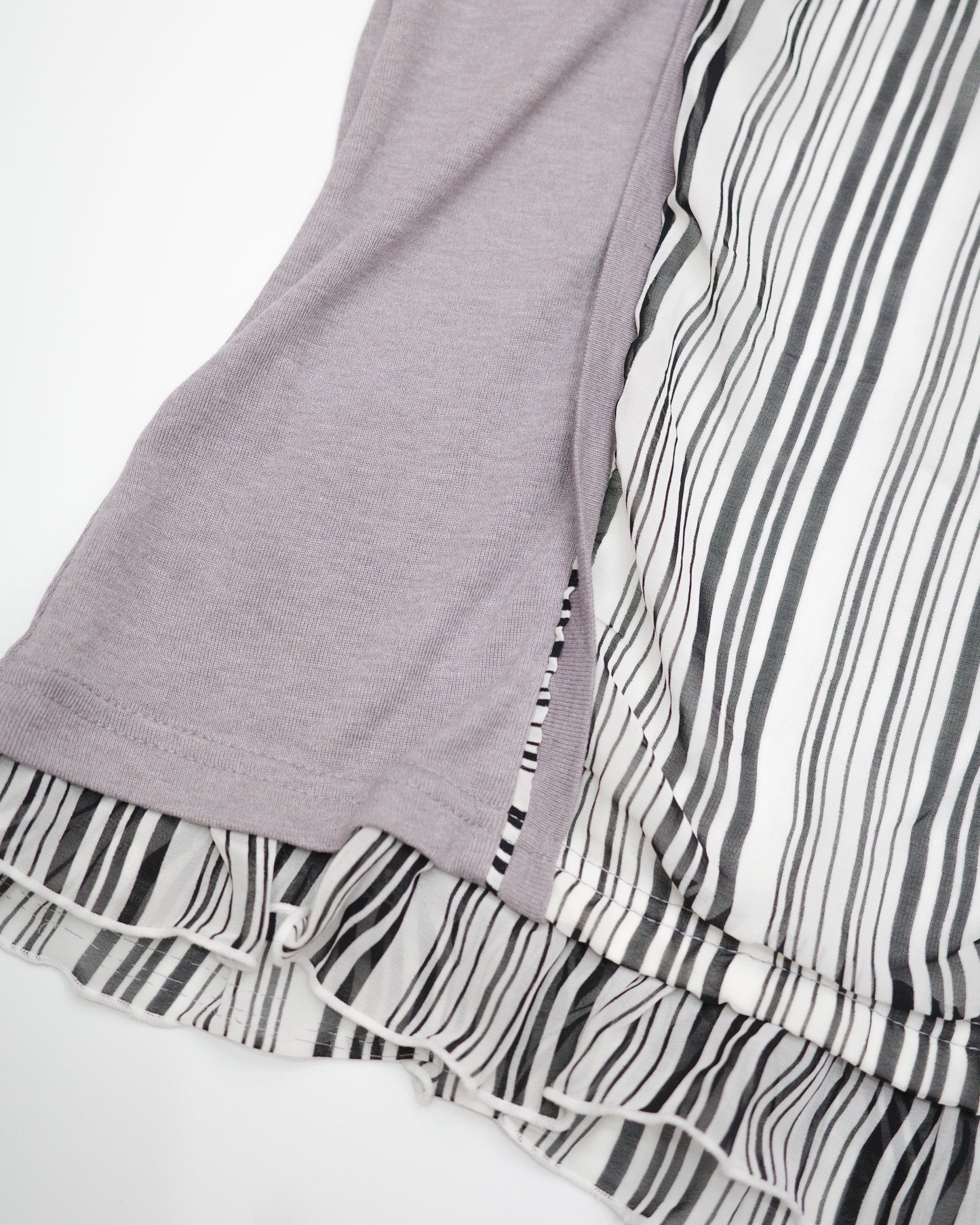 Light Purple Cardigan & Striped Faux-Twinset