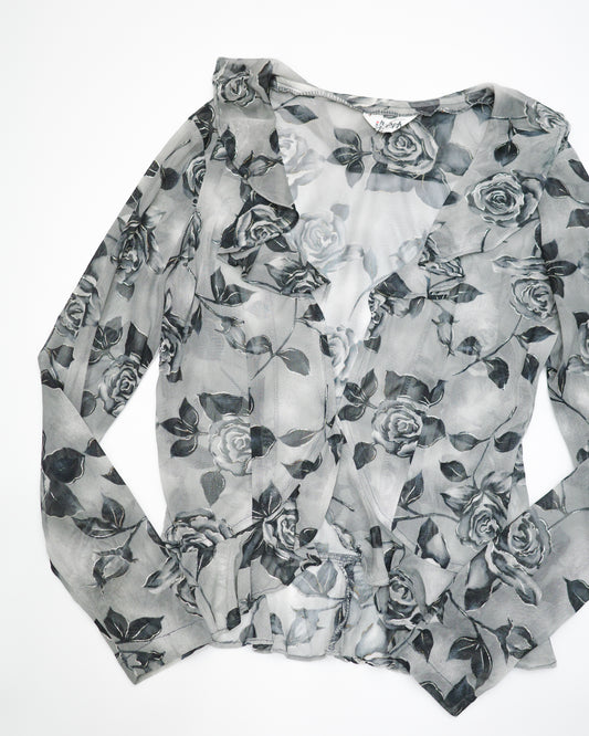 Sheer Grey Rose Blouse