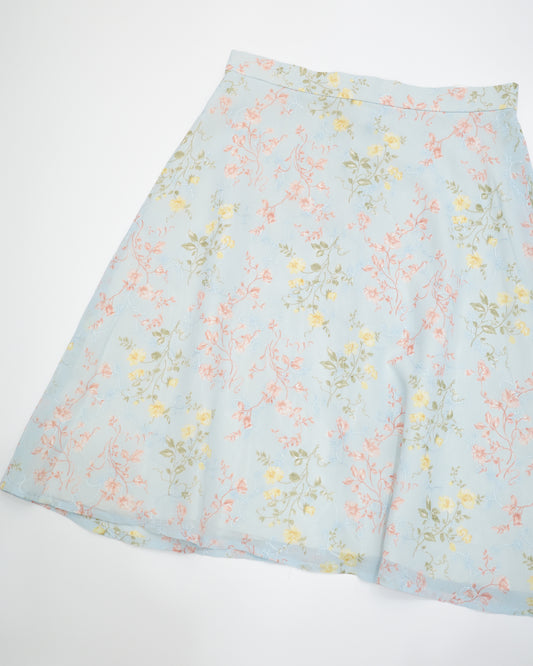 Pastel Blue Floral Skirt