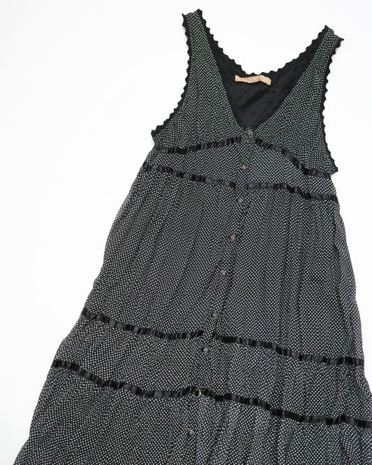 Black Polka-Dot Tiered Dress