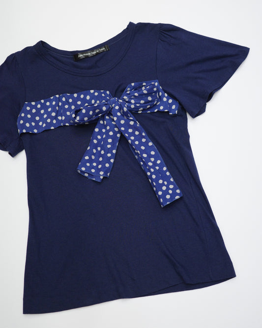 Jane Marple Blue Polka Dot Bow Tee