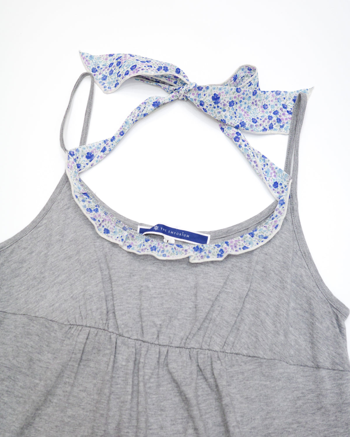 Grey Floral Halter-Tie Cami