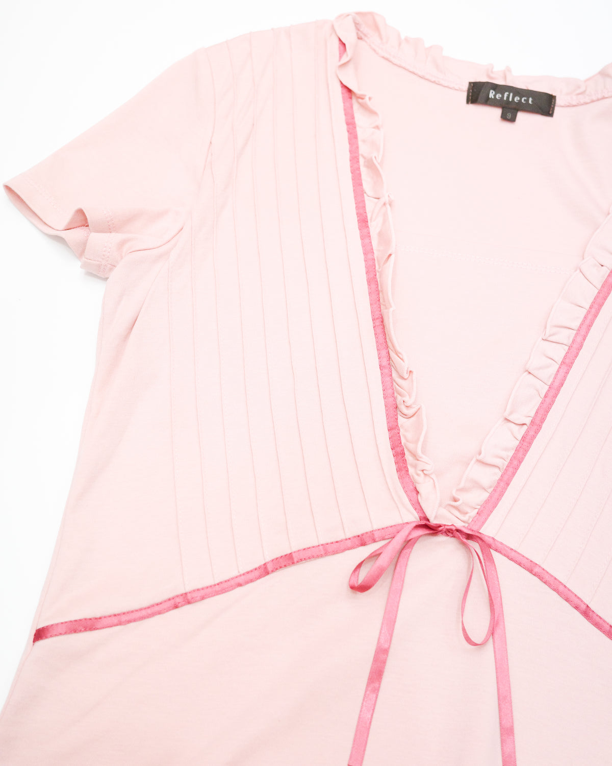 Pink Pleated V-Neck Top