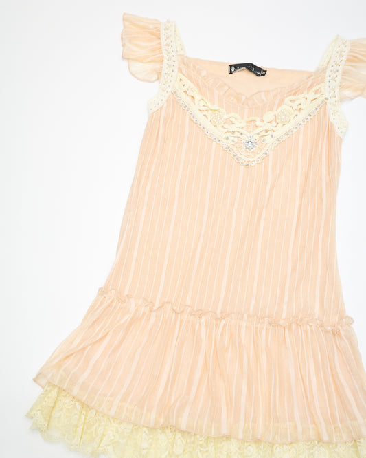 Peach Lace Hem Dress