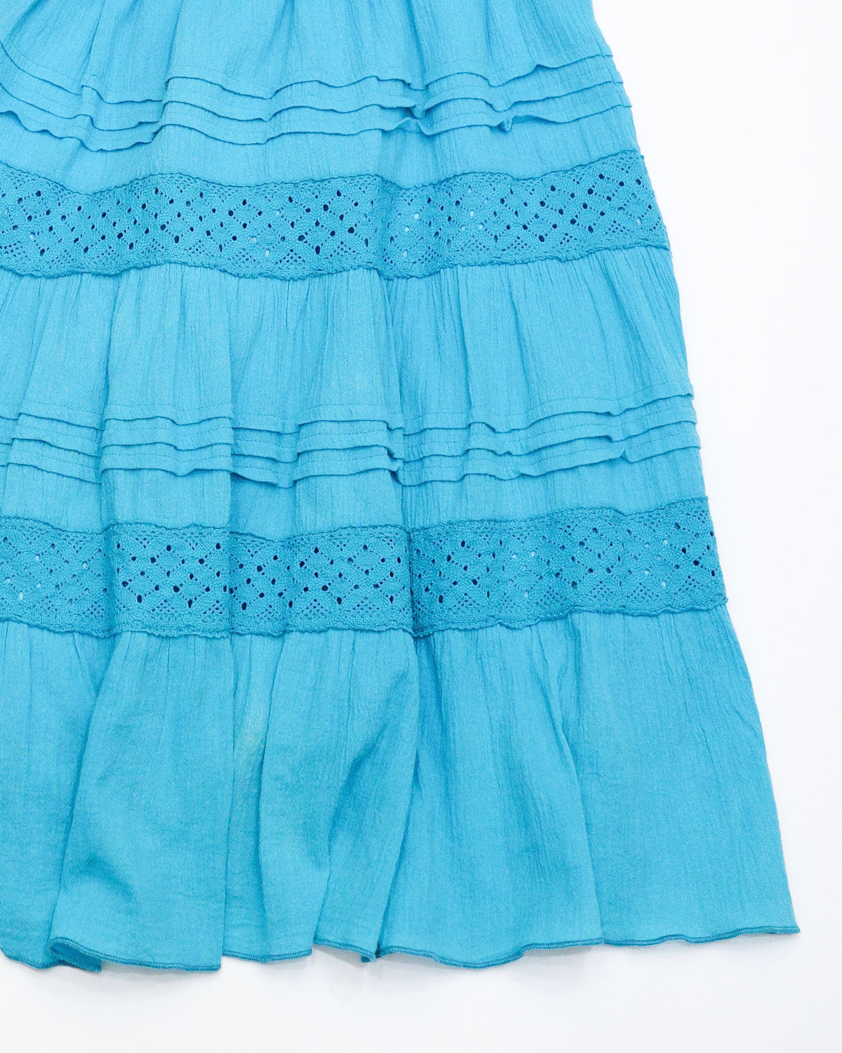 Teal Tiered Lace-Trim Skirt