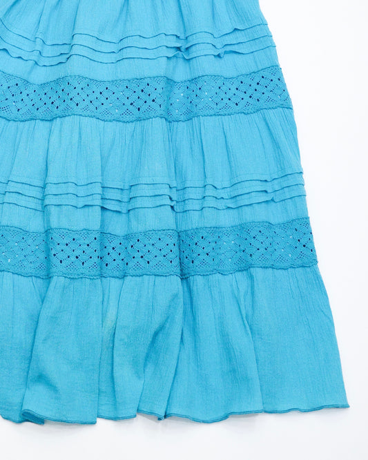 Teal Tiered Lace-Trim Skirt