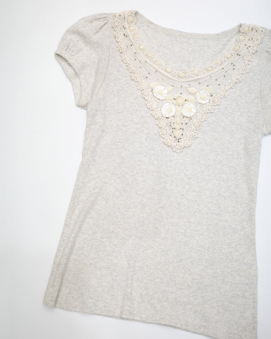 Grey Embellished Top
