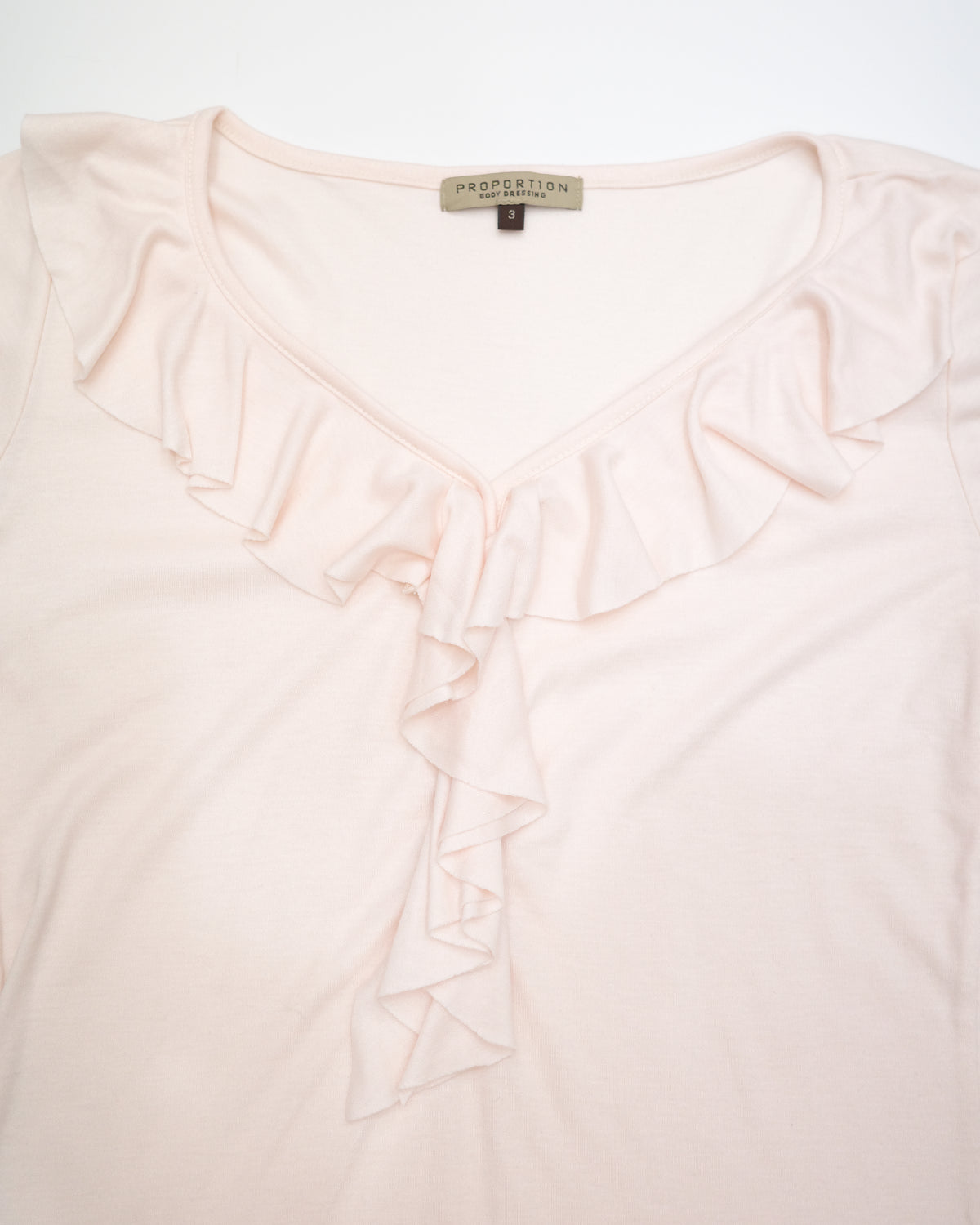 Pale Pink V-Neck Ruffle Top