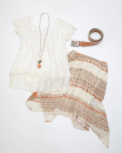 Patterned Asymmetrical Skirt