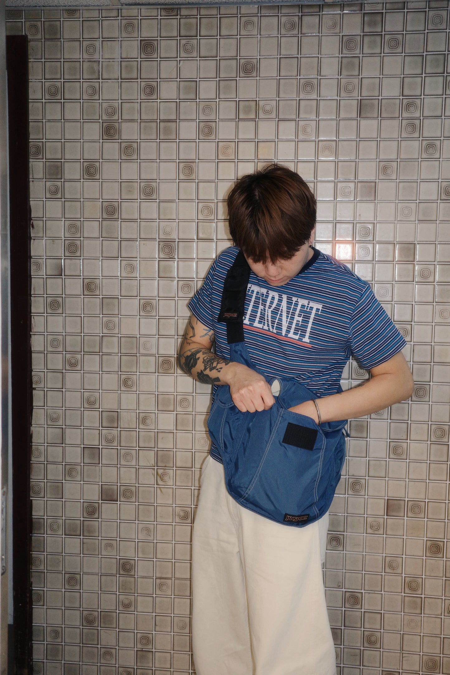 Jansport Navy Triple Compartments Crossbody Bag