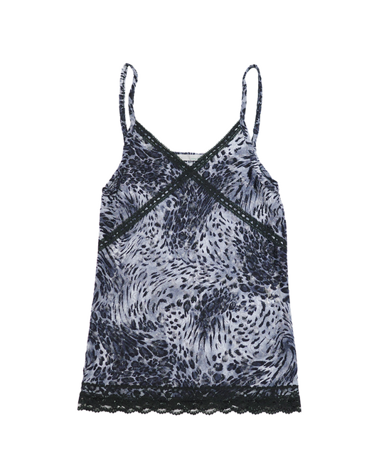 Leopard Print Lace-Trim Cami