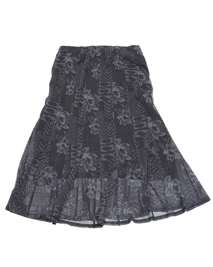 Black Floral Midi Skirt