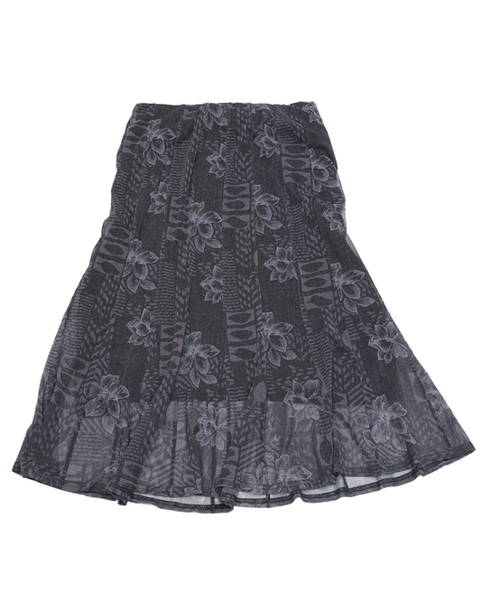 Black Floral Midi Skirt