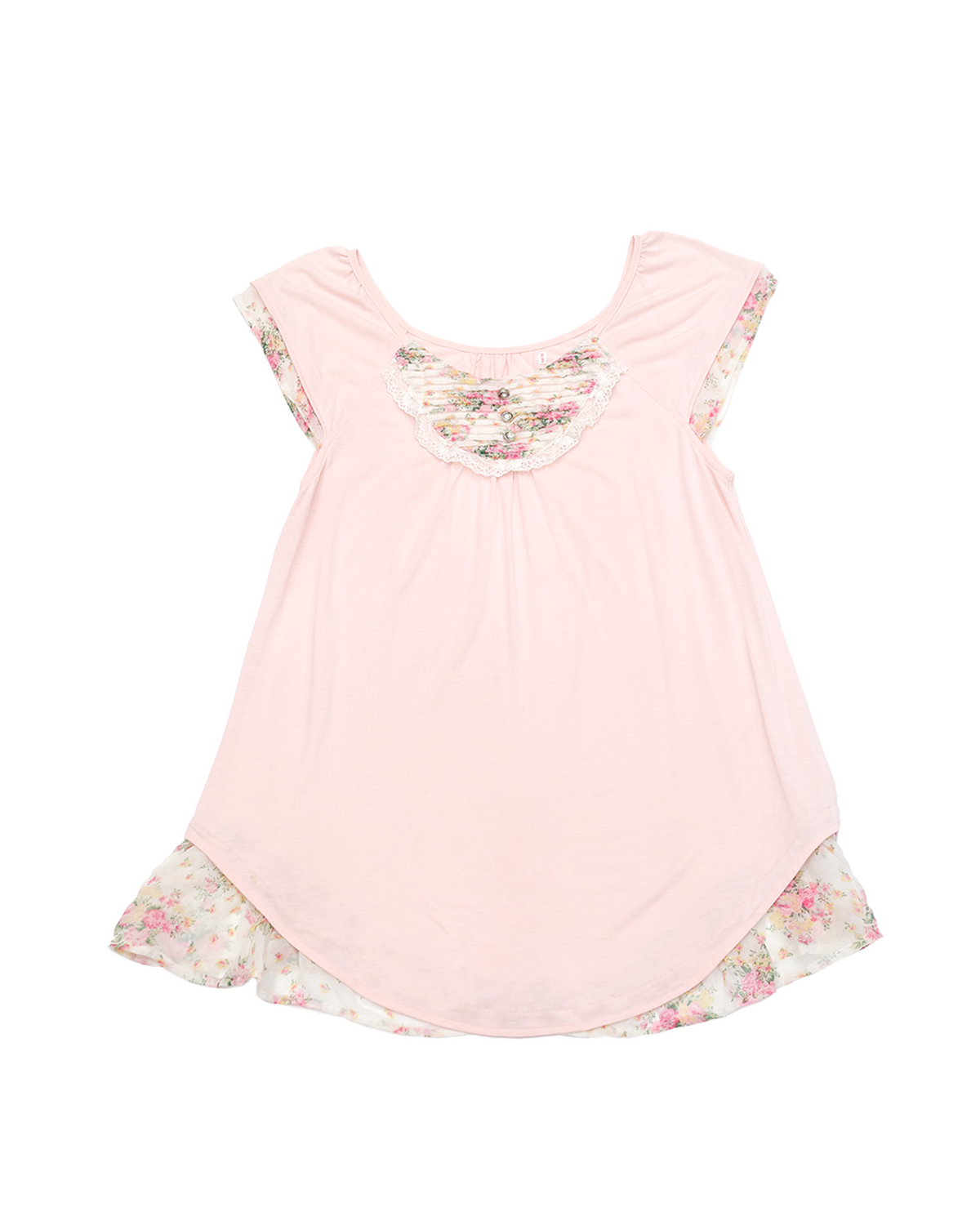 Pink Floral Trim Top