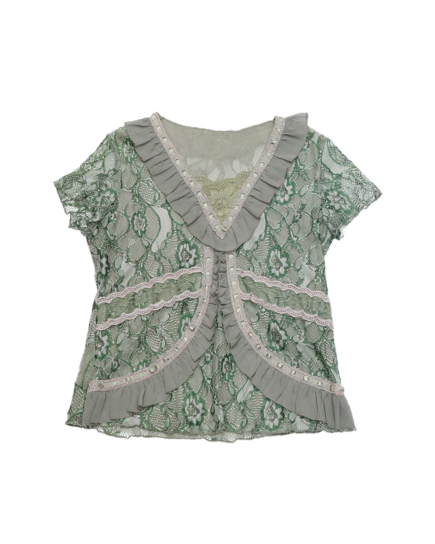 Sage Green Lace Layered Top
