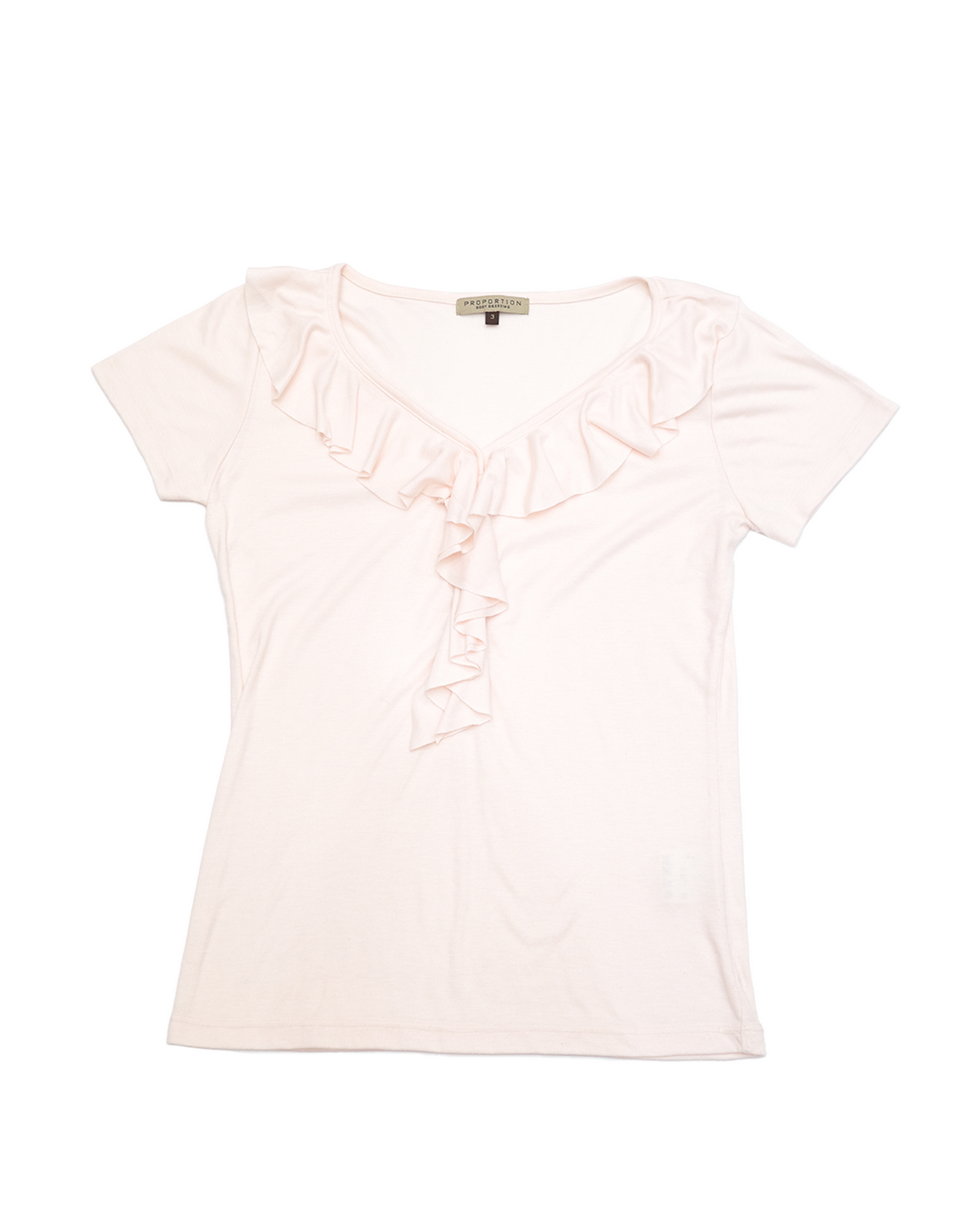Pale Pink V-Neck Ruffle Top