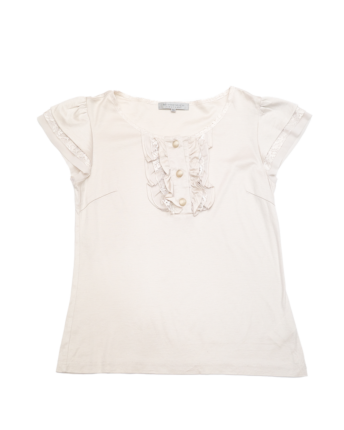 Cream Ruffle Button Top
