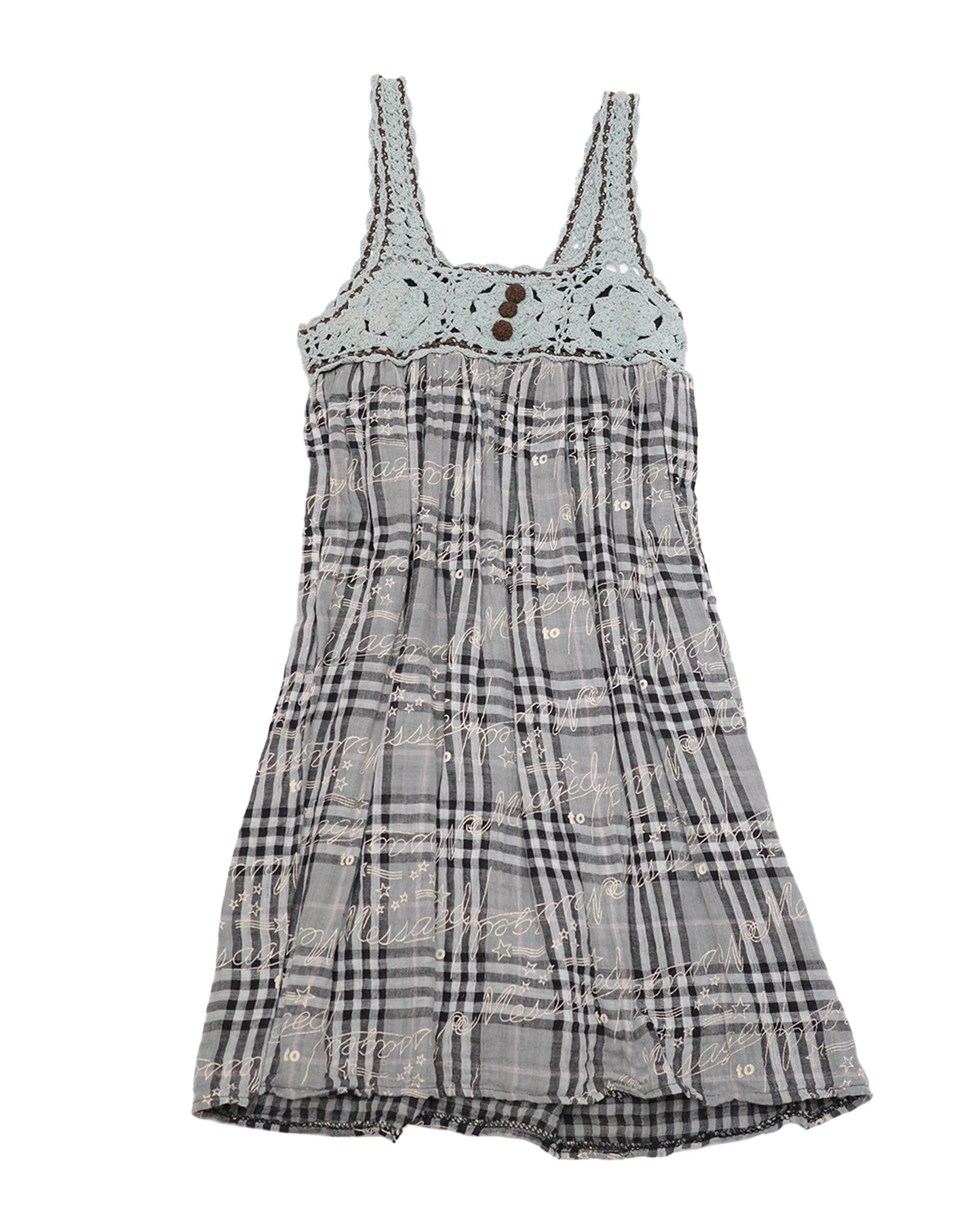Crochet-Trim Plaid Cami Dress