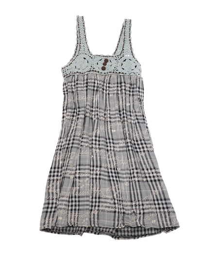 Crochet-Trim Plaid Cami Dress