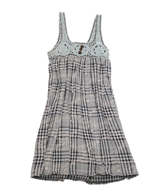 Crochet-Trim Plaid Cami Dress