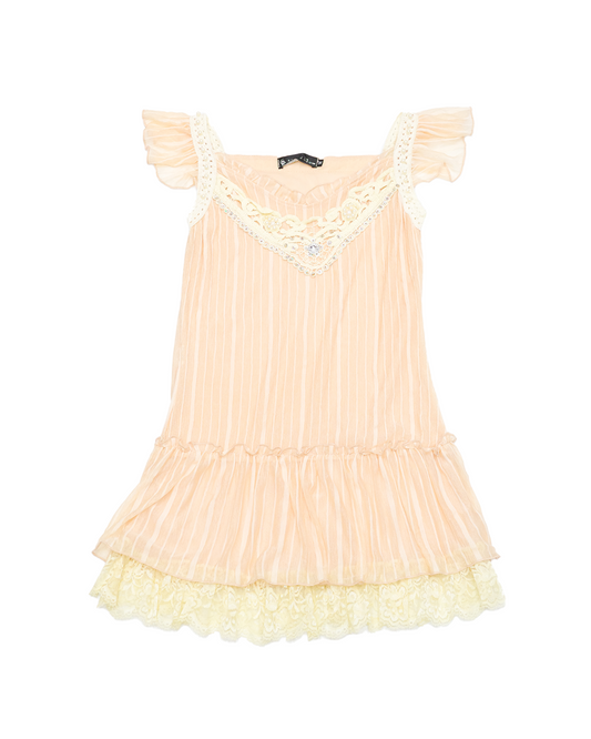 Peach Lace Hem Dress