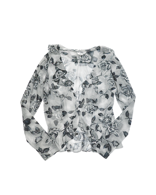 Sheer Grey Rose Blouse