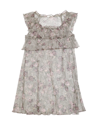 Sage Rose Tiered Mesh Dress