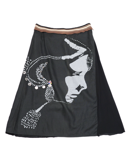 Graphic Portrait A-Line Skirt