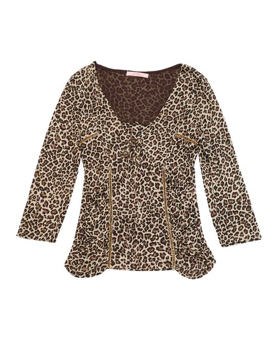 Leopard Cinch-waist Blouse