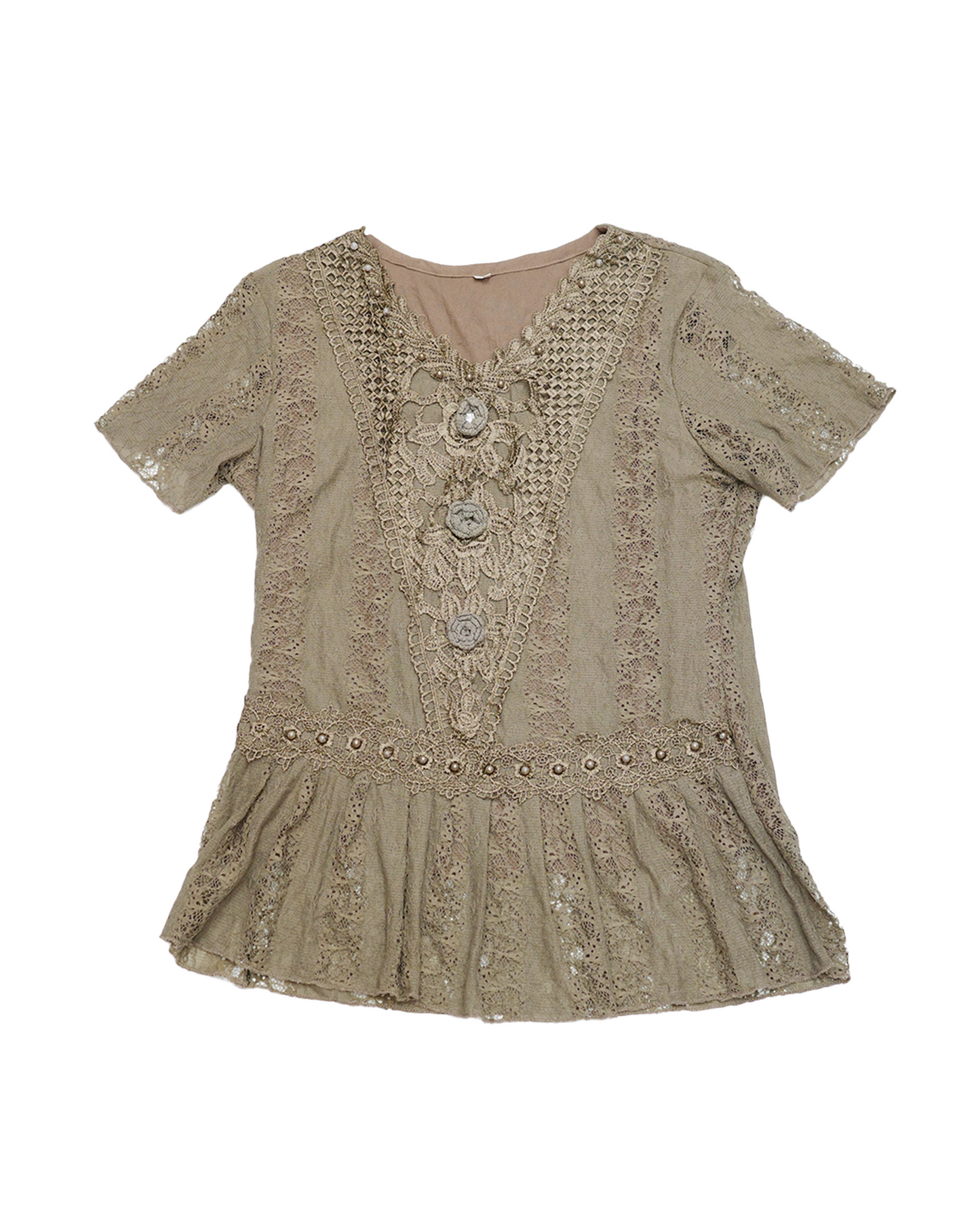 Taupe Layered Lace Top