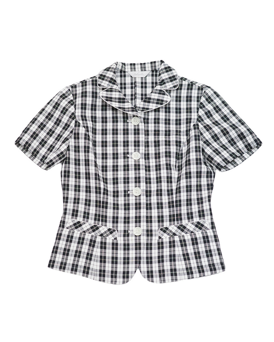 B&W Checked Short-Sleeve Blazer
