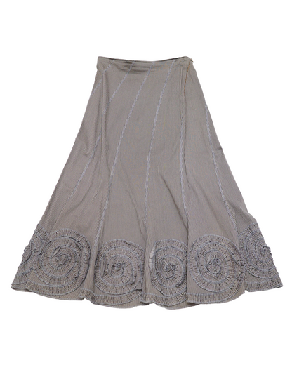Pinstripe Circle-Ruffle Hem Skirt
