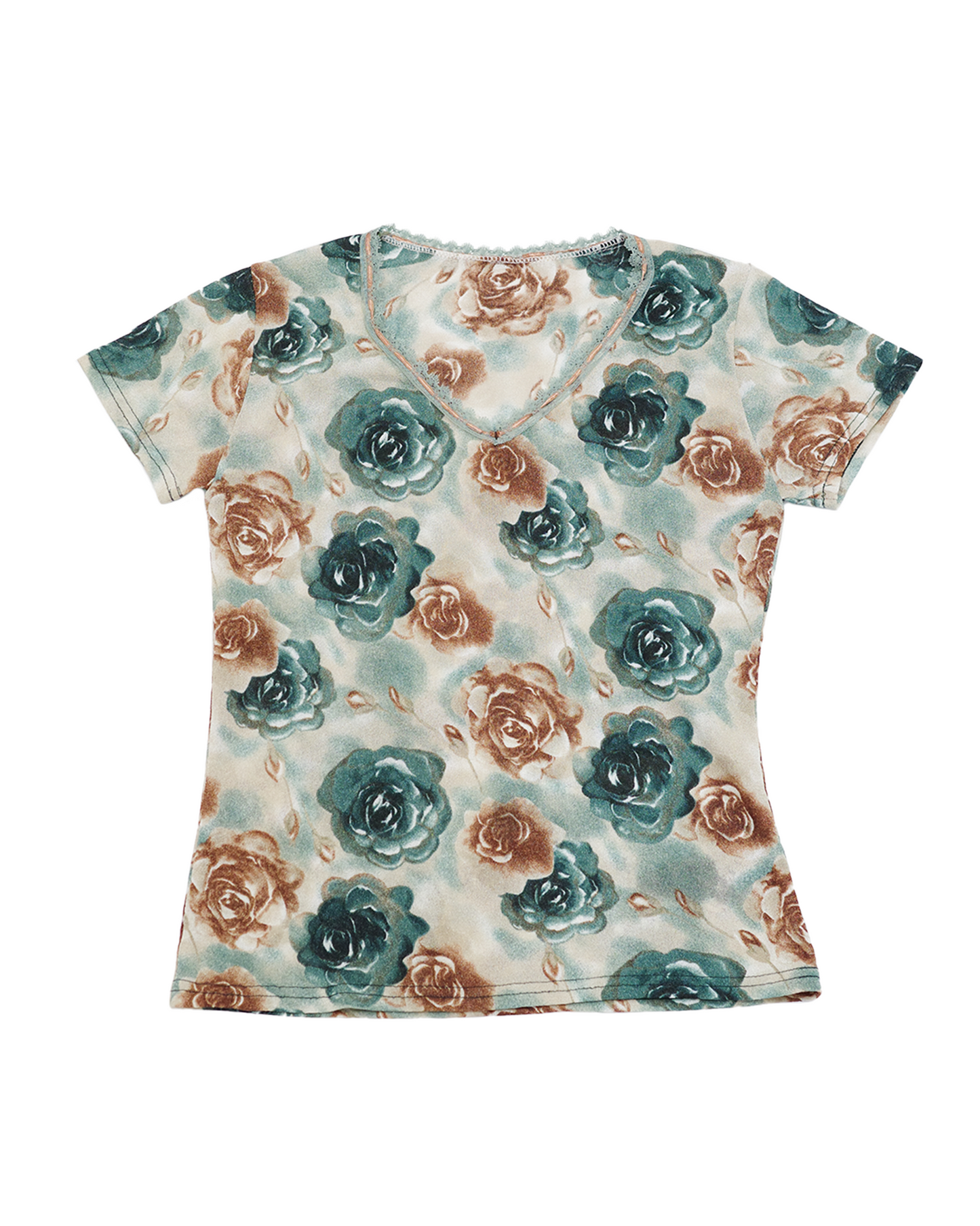 Green Shimmery Floral Tee