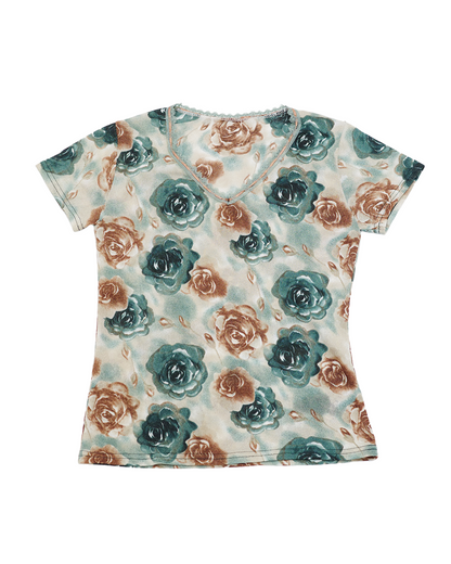Green Shimmery Floral Tee