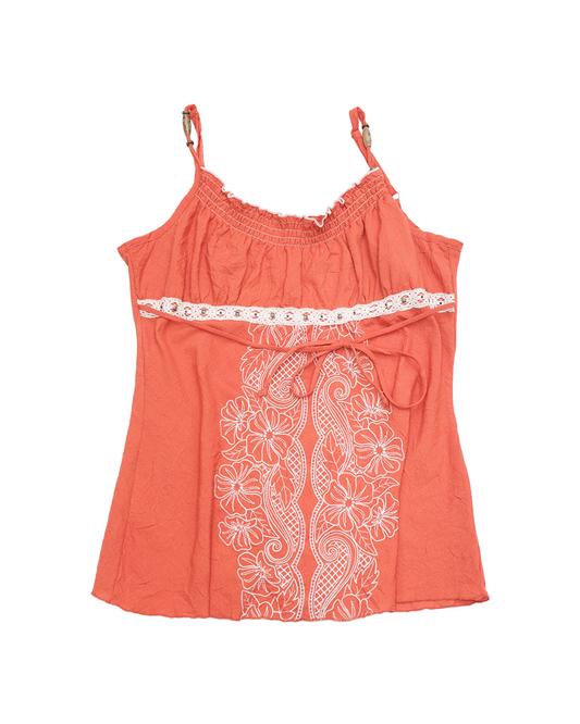 Coral Beaded Boho Cami
