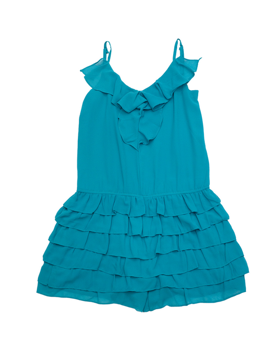 Teal Ruffled Tiered Cami Romper